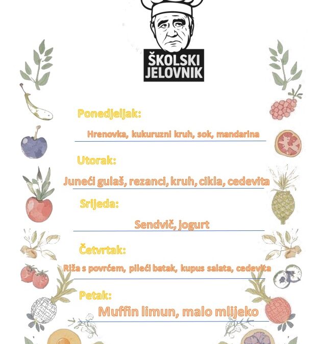 Školski jelovnik 13. listopada 2025.