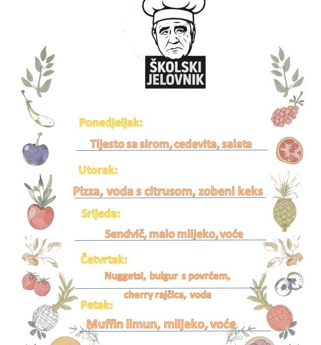 Jelovnik od 9. ožujka 2026.