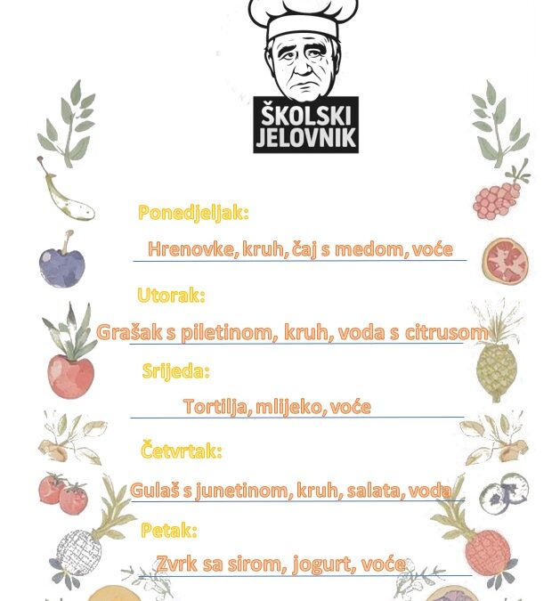 Jelovnik od 16. ožujka 2026.